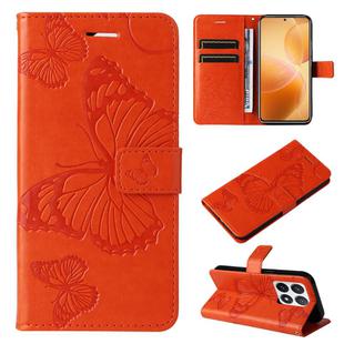 For Xiaomi 14T Pro 3D Butterfly Embossed Pattern Flip Leather Phone Case(Orange)