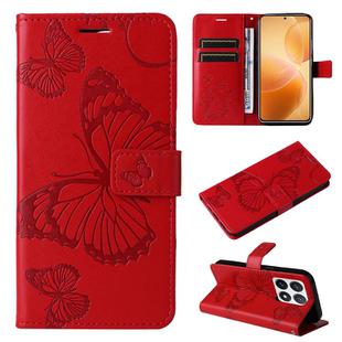 For Xiaomi 14T Pro 3D Butterfly Embossed Pattern Flip Leather Phone Case(Red)