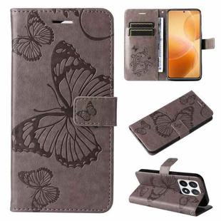 For Xiaomi 14T Pro 3D Butterfly Embossed Pattern Flip Leather Phone Case(Grey)