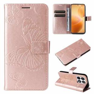 For Xiaomi 14T Pro 3D Butterfly Embossed Pattern Flip Leather Phone Case(Rose Gold)