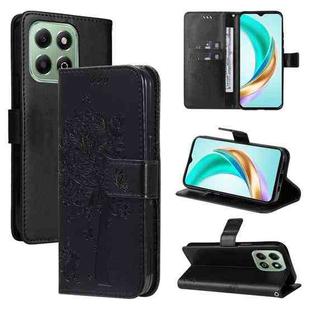 For For Honor X6c / X6b / X6a / X5b Tree & Cat Embossed Pattern Flip Leather Phone Case(Black)