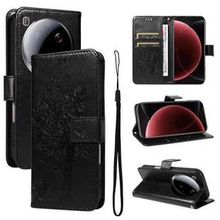 For Xiaomi 15 Ultra 5G Global Tree & Cat Embossed Pattern Flip Leather Phone Case(Black)