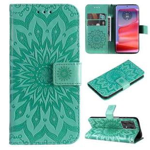 For Motorola Edge 50 Pro Embossed Sunflower Pattern Flip Leather Phone Case(Green)