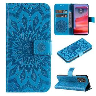 For Motorola Edge 50 Pro Embossed Sunflower Pattern Flip Leather Phone Case(Blue)