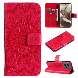 For Motorola Edge 50 5G Embossed Sunflower Pattern Flip Leather Phone Case(Red)