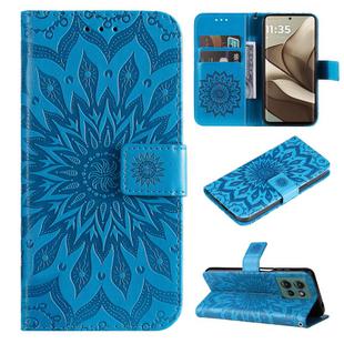 For Motorola Edge 50 5G Embossed Sunflower Pattern Flip Leather Phone Case(Blue)