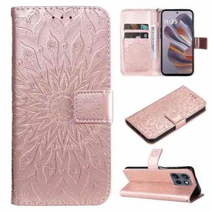 For Motorola Edge 50 Neo Embossed Sunflower Pattern Flip Leather Phone Case(Rose Gold)