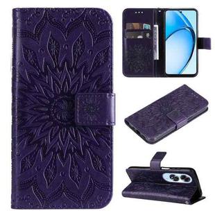 For OPPO A60 4G Global Embossed Sunflower Pattern Flip Leather Phone Case(Purple)