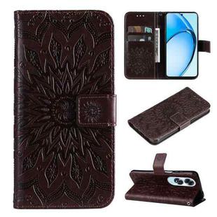 For OPPO A60 4G Global Embossed Sunflower Pattern Flip Leather Phone Case(Brown)