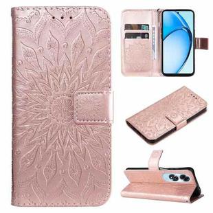For OPPO A60 4G Global Embossed Sunflower Pattern Flip Leather Phone Case(Rose Gold)