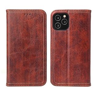 For iPhone 12 Pro Max Fierre Shann Retro Tree Bark Texture PU Magnetic Horizontal Flip Leather Case with Holder & Card Slots & Wallet(Red)