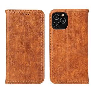 For iPhone 12 / 12 Pro Fierre Shann Retro Tree Bark Texture PU Magnetic Horizontal Flip Leather Case with Holder & Card Slots & Wallet(Brown)