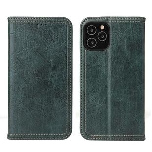For iPhone 12 / 12 Pro Fierre Shann Retro Tree Bark Texture PU Magnetic Horizontal Flip Leather Case with Holder & Card Slots & Wallet(Green)