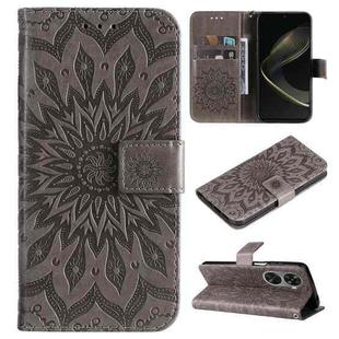 For Huawei nova 12 SE / nova 11 SE Embossed Sunflower Pattern Flip Leather Phone Case(Grey)