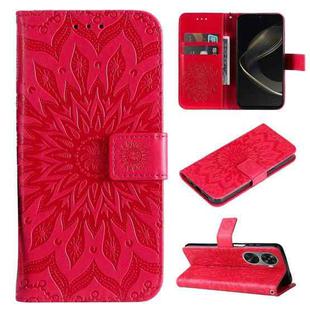 For Huawei nova 12 SE / nova 11 SE Embossed Sunflower Pattern Flip Leather Phone Case(Red)
