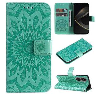 For Huawei nova 12 SE / nova 11 SE Embossed Sunflower Pattern Flip Leather Phone Case(Green)