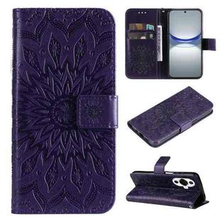 For Huawei nova 12s Embossed Sunflower Pattern Flip Leather Phone Case(Purple)