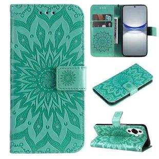 For Huawei nova 12s Embossed Sunflower Pattern Flip Leather Phone Case(Green)