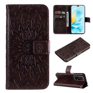 For Honor 200 Lite Global Embossed Sunflower Pattern Flip Leather Phone Case(Brown)