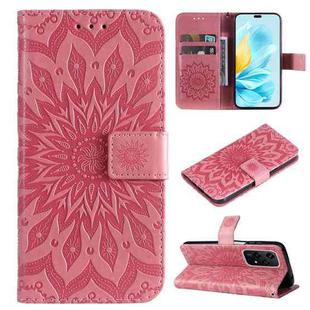 For Honor 200 Lite Global Embossed Sunflower Pattern Flip Leather Phone Case(Pink)