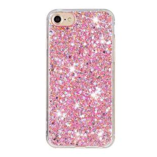 For iPhone 8 / 7 Transparent Frame Glitter Powder TPU Phone Case(Pink)