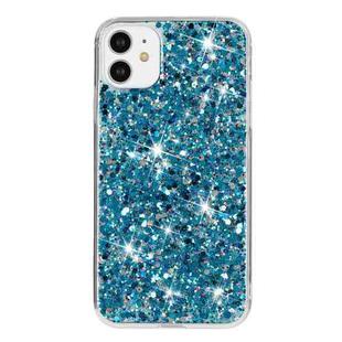 For iPhone 11 Pro Transparent Frame Glitter Powder TPU Phone Case(Blue)