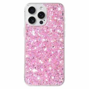 For iPhone 13 Pro Transparent Frame Glitter Powder TPU Phone Case(Pink)