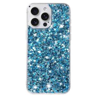 For iPhone 14 Pro Transparent Frame Glitter Powder TPU Phone Case(Blue)