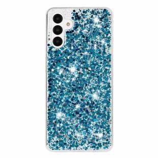 For Samsung Galaxy A25 4G / A25 5G Transparent Frame Glitter Powder TPU Phone Case(Blue)