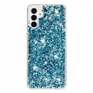 For Samsung Galaxy A34 5G Transparent Frame Glitter Powder TPU Phone Case(Blue)