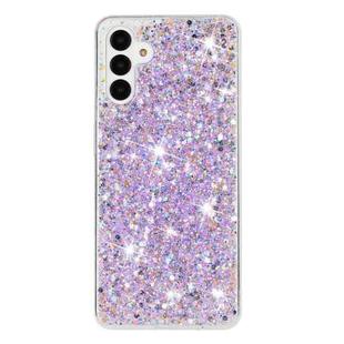 For Samsung Galaxy A54 5G Transparent Frame Glitter Powder TPU Phone Case(Purple)