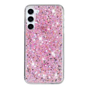 For Samsung Galaxy S23 5G Transparent Frame Glitter Powder TPU Phone Case(Pink)