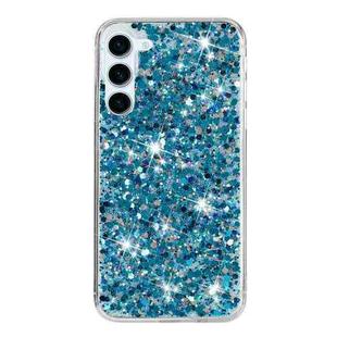 For Samsung Galaxy S23 5G Transparent Frame Glitter Powder TPU Phone Case(Blue)