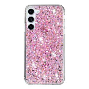 For Samsung Galaxy S24 5G Transparent Frame Glitter Powder TPU Phone Case(Pink)