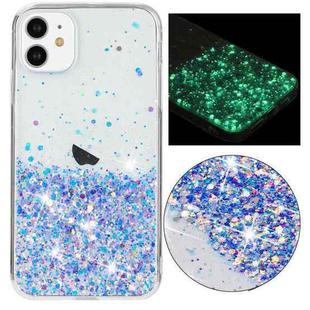For iPhone 11 Transparent Frame Noctilucent Glitter Powder TPU Phone Case(Purple)