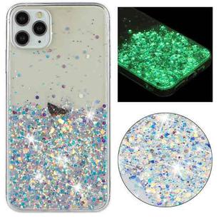 For iPhone 11 Pro Transparent Frame Noctilucent Glitter Powder TPU Phone Case(White)