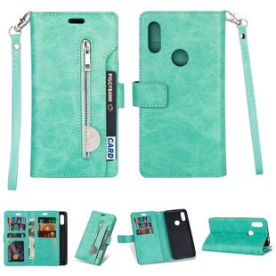 For Xiaomi Redmi 7 / Redmi Go Multifunctional Zipper Horizontal Flip Leather Case with Holder & Wallet & 9 Card Slots & Lanyard(Mint Green)