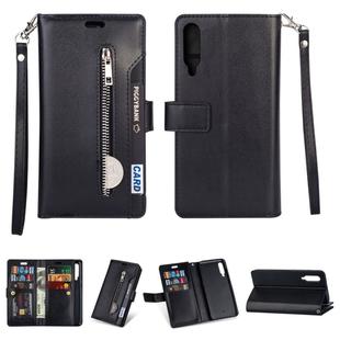 For Xiaomi Mi 9 / Mi 9 Explorer Multifunctional Zipper Horizontal Flip Leather Case with Holder & Wallet & 9 Card Slots & Lanyard(Black)