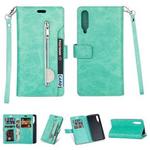 For Xiaomi Mi 9 / Mi 9 Explorer Multifunctional Zipper Horizontal Flip Leather Case with Holder & Wallet & 9 Card Slots & Lanyard(Mint Green)
