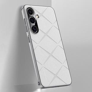 For Samsung Galaxy S25+ 5G Plain Leather PC Phone Case(White)