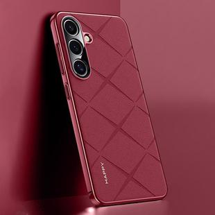 For Samsung Galaxy S25+ 5G Plain Leather PC Phone Case(Wine Red)
