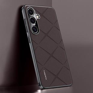 For Samsung Galaxy S25+ 5G Plain Leather PC Phone Case(Brown)