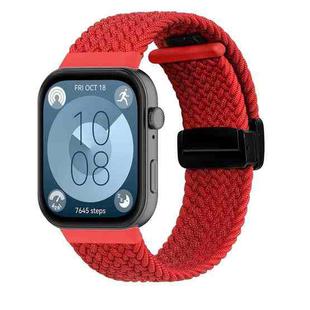 For Huawei Watch Fit3 Magnetic Folding Buckle Braided Watch Band(Red)