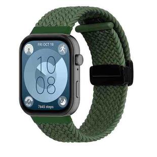 For Huawei Watch Fit3 Magnetic Folding Buckle Braided Watch Band(Green)