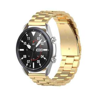 For Galaxy Watch 3 45mm 3-Beads Stainless Steel  Watch Band with Screwdriver & Ears, Size: 22mm(Golden)