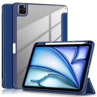 For iPad Air 11 2024 / Pro 11 2022 Acrylic 3-Fold Smart Leather Tablet Case(Dark Blue)