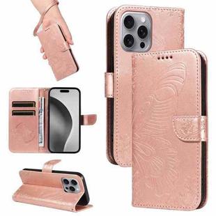 For iPhone 16 Pro Max Swallowtail Butterfly Embossed Leather Phone Case(Rose Gold)