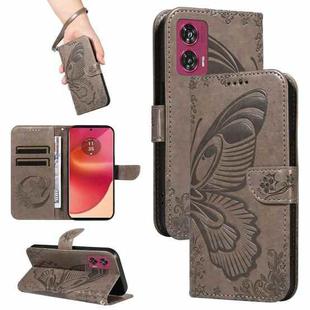 For Motorola Edge 50 Fusion Swallowtail Butterfly Embossed Leather Phone Case(Grey)