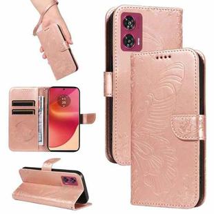 For Motorola Edge 50 Fusion Swallowtail Butterfly Embossed Leather Phone Case(Rose Gold)