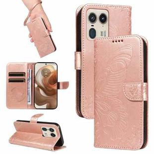 For Motorola Edge 50 Ultra Swallowtail Butterfly Embossed Leather Phone Case(Rose Gold)